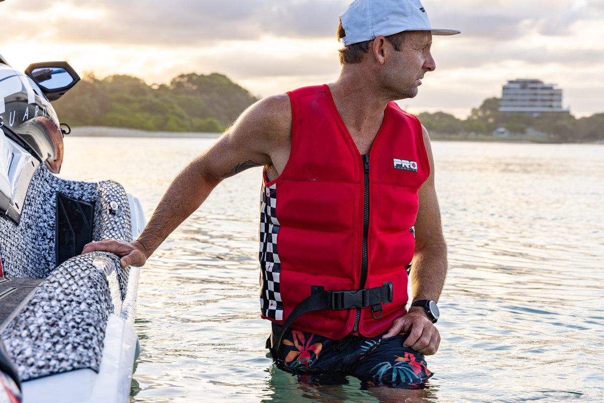 Pro Guarding Jet Ski Life Vest - Solid Red