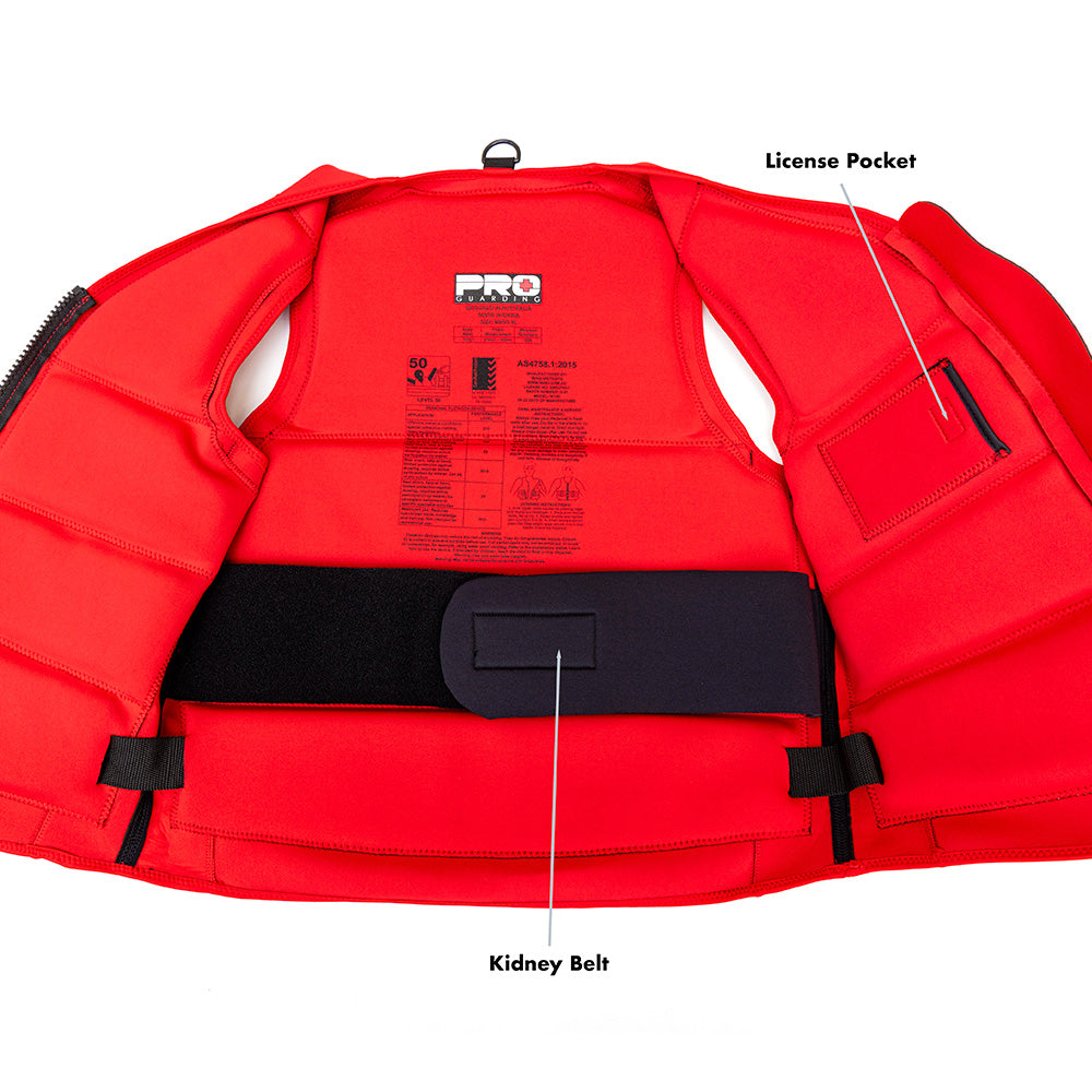 Pro Guarding Jet Ski Life Vest - Solid Red